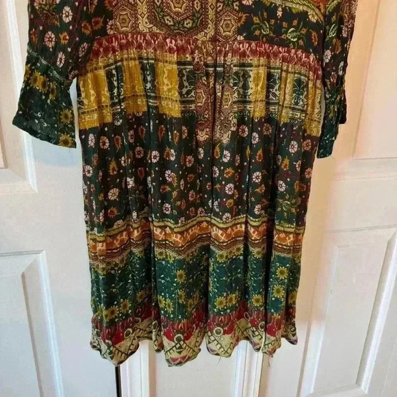 Rain & Rainbow Women’s Multi Ethnic Motifs Printed Bell Sleeves Kurta Size M - Picture 7 of 14